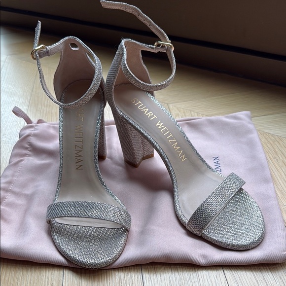 Stuart Weitzman Nearlynude 70mm Glitter High Heeled Sandals 38.5